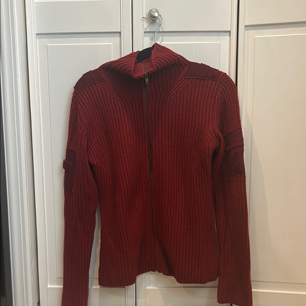 Vintage Free People Red Zip Up Sweater